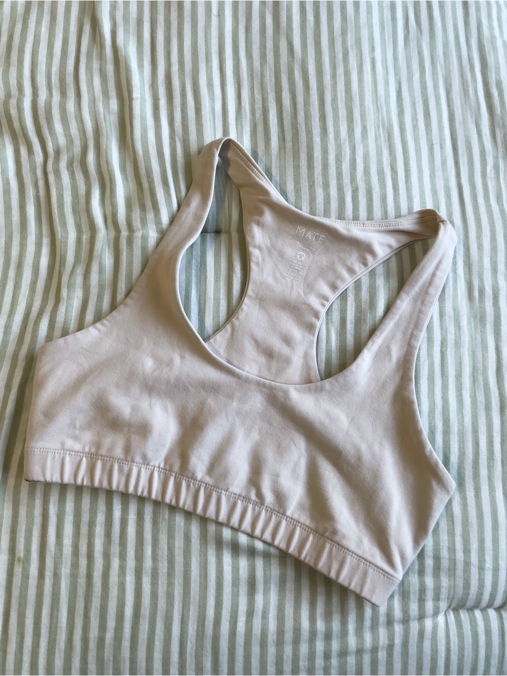 Mate The Label Organic Stretch Sports Bra Size Small Organic Cotton Cream Bone